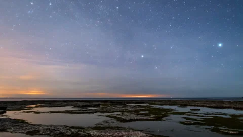 Tidal ponds in moonlight Stock Footage 205222838