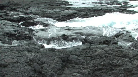 Tidal pool rising and falling in Galapagos Islands Stock Footage 298205