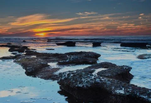 Tidal Pools at Sunset Stock Photos