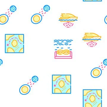 Tidal Power Plant Vector Seamless Pattern Stockillustratie