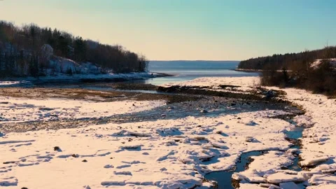 A tidal river estuary. Moose River, Nova Scotia, Canada Stock Footage 149305709