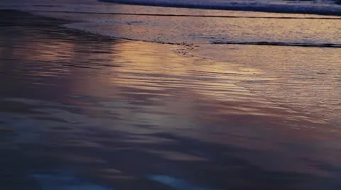 Tide on beach at spectacular sunset Stock Footage 18191566