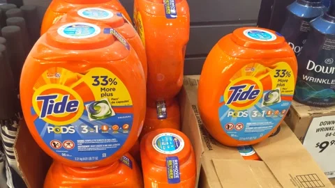 Tide Bleach Containers - Retail Store Stock Footage 139986589