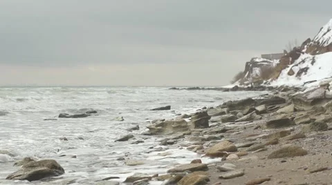 The tide on the coast. Slow motion. Stock Footage 52936491