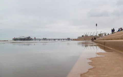 Tide coming on Blackpool beach Stock Photos