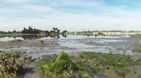 Tide coming in camera submergered 04 Stock Footage 33890616