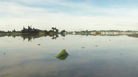 Tide going out camera submergered 03 Stock Footage 33890241