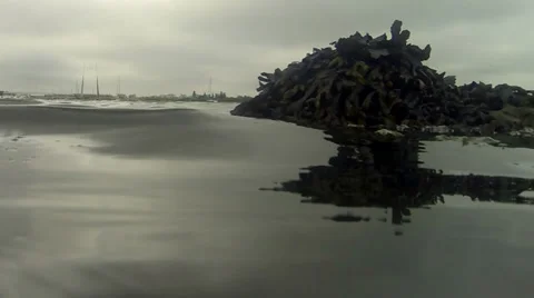 Tide going out  rocks in forground 01 Stock Footage 33898800