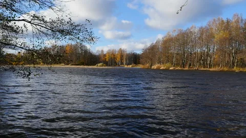 Tide high water on the river Stock Footage 164240074