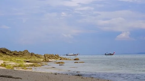 The tide is out on the beach. Bare bottom. Stock Footage 259405714