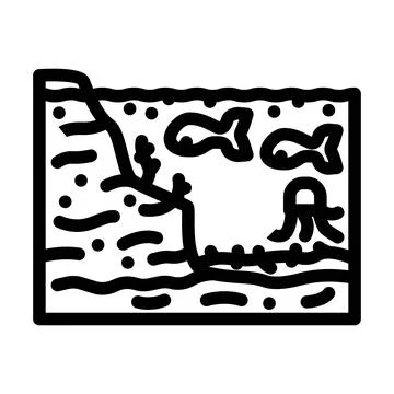 Tide pool ecosystem world ocean line icon vector illustration Stock Illustration