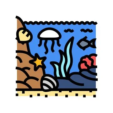 Tide pool ecosystem world ocean color icon vector illustration Stock Illustration