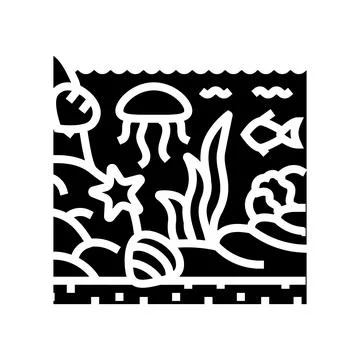 Tide pool ecosystem world ocean glyph icon vector illustration Stockillustratie