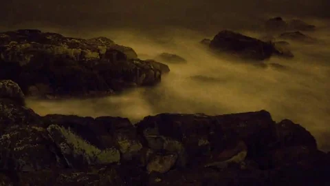 Tides: Atlantic, Tide at Night, Close Up Stock Footage 69238470