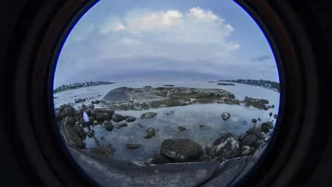 Tides: Atlantic, Tidepools with Clouds, Wide Video stock 69234110