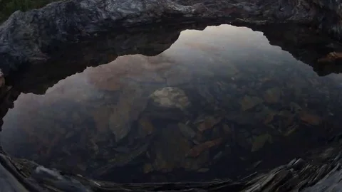 Tides: Pacific, Reflection of Sunset in Tide Pool Stock Footage 69268238