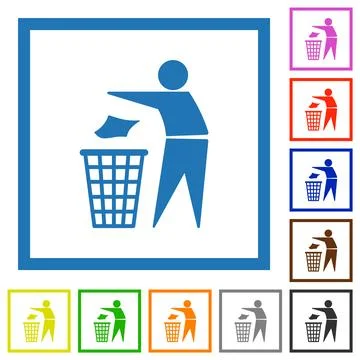 Tidy man solid flat framed icons Stockillustratie