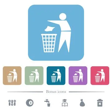 Tidy man solid flat icons on color rounded square backgrounds Stock Illustration