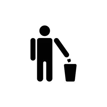Tidy Man Throwing Garbage Flat Vector Icon Stock Illustration