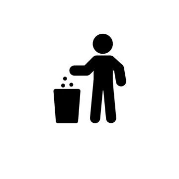 Tidy Man Throwing Garbage Solid Flat Vector Icon Isolated on White Background Illustrazione stock
