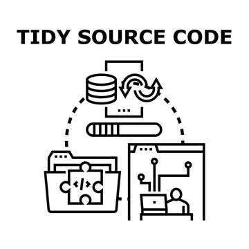 Tidy source code structure optimizing program data Stock Illustration
