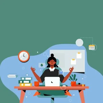 Tidy Workspace Setup, Smart Office Arrangement, Study Table, Taking Notes, Fresh Stock Illustration
