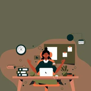 Tidy Workspace Setup, Smart Office Arrangement, Study Table, Taking Notes, Fresh Stock Illustration