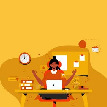 Tidy Workspace Setup, Smart Office Arrangement, Study Table, Taking Notes, Fresh Stock Illustration