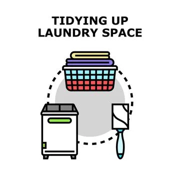 Tidying up laundry space concept vector illustration Stock Illustration