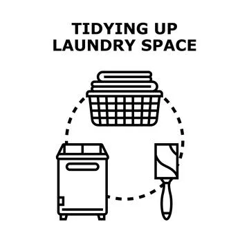 Tidying up laundry space concept vector illustration Stock Illustration