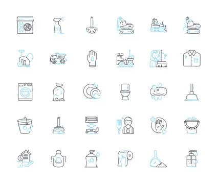 Tidying up linear icons set. Declutter, Organize, Simplify, Minimalism, Clean Stock Illustration
