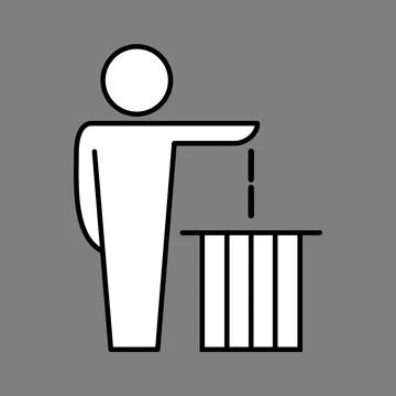 Tidyman throwing garbage in a trash can icon - vector illustration Stock Illustration