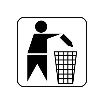 Tidyman vector icon. Packing dispose, waste recycling, trash can symbol. Do.. Stock Illustration