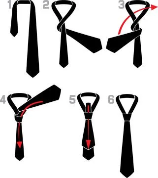 Tie and knot instructions Stock Illustration