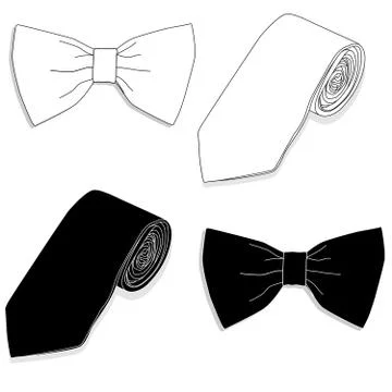 Tie collection. Bow tie. Vector. Stock Illustration