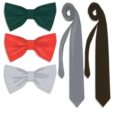 Tie collection. Bow tie. Vector illustration. Stock Illustration