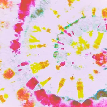 Tie Dye Circle. Unicorn Batik Fabric. Old Stock Illustration