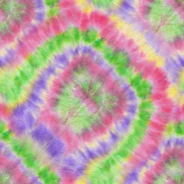 Tie Dye Seamless Pattern. Ethnic Texture. Psychedelic Geo Pattern. Mulicolor  Stock Illustration