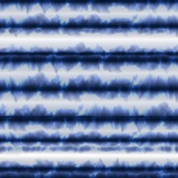 Tie Dye Shibori Seamless Pattern Background in Blue color Boho Stripe Color Stock Illustration