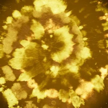 Tie Dye Spiral Background. Yellow Batik Fabric. Stock Illustration