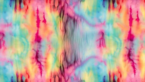 Tie Dye Striped Pattern Ink Background Bohemian Spiral. Hippie Dye Drawn Ti.. Stock Illustration
