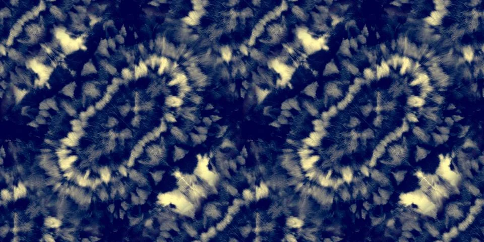 Tie Dye Texture Repeat. Ethnic Abstract. Geo Bohemian Design. Dark Blue Tonal Stock Illustration