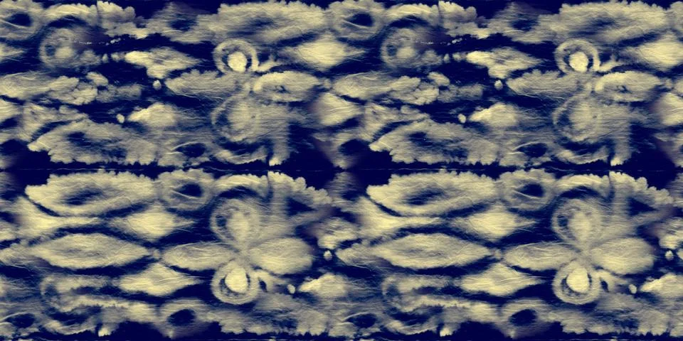 Tie Dye Texture Repeat. Ethnic Texture. Flowers Psychedelic Pattern. Indigo T Stock Illustration