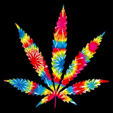 Tie dyed pot leaf Иллюстрация