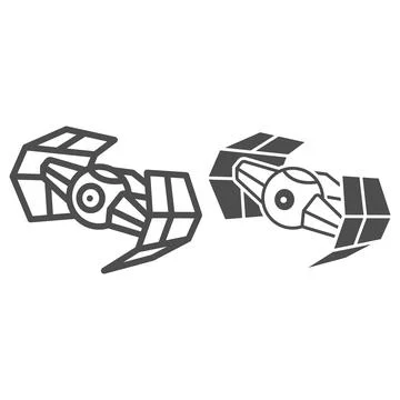 TIE Fighter advanced x1 line and solid icon, star wars concept, imperial Stock Illustration