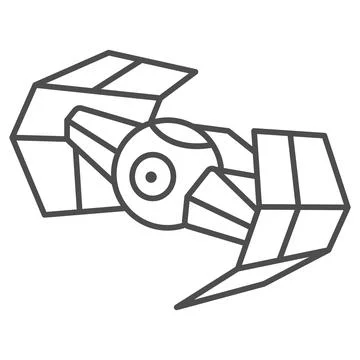 TIE Fighter advanced x1 thin line icon, star wars concept, imperial starfighter Stock Illustration
