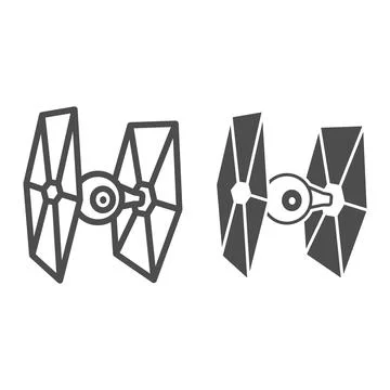 TIE Fighter line and solid icon, star wars concept, imperial starfighter eyeball Stock Illustration