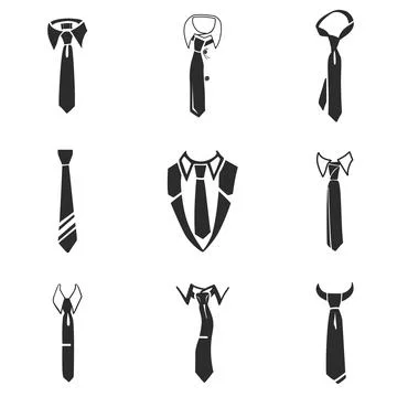 Tie icon set, simple style Stock Illustration