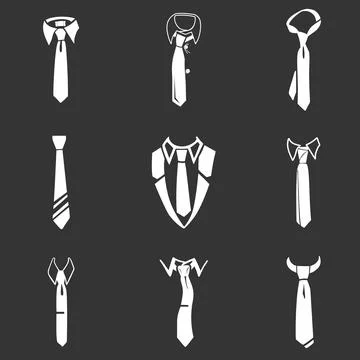 Tie icon set, simple style 스톡 일러스트