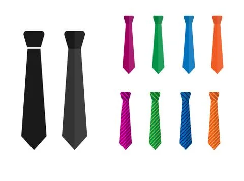 Tie icon. Set of vector stock color illustrations, flat design. Stock Illustration